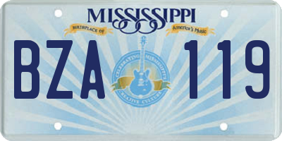MS license plate BZA119