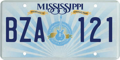 MS license plate BZA121