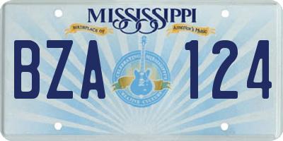 MS license plate BZA124
