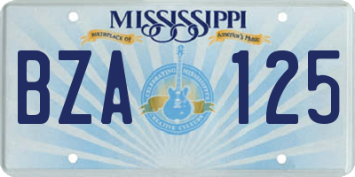 MS license plate BZA125