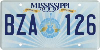 MS license plate BZA126