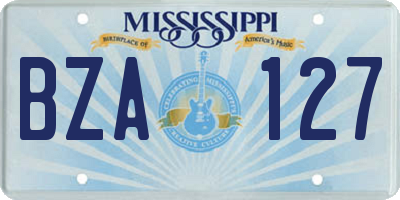 MS license plate BZA127