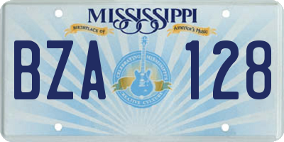 MS license plate BZA128