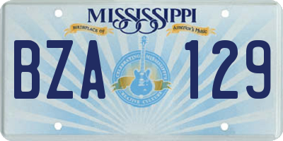 MS license plate BZA129