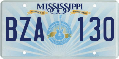 MS license plate BZA130
