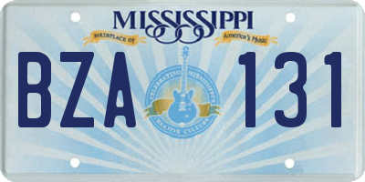 MS license plate BZA131