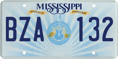 MS license plate BZA132