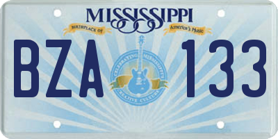 MS license plate BZA133