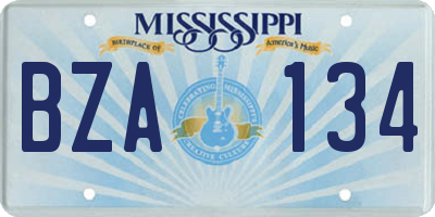 MS license plate BZA134