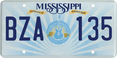 MS license plate BZA135