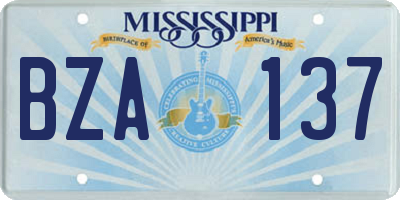 MS license plate BZA137
