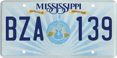 MS license plate BZA139