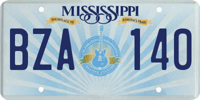 MS license plate BZA140