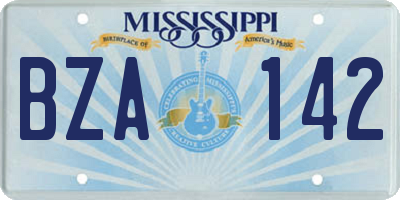 MS license plate BZA142