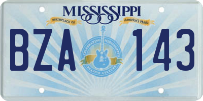 MS license plate BZA143