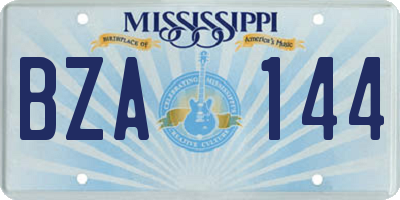 MS license plate BZA144