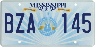 MS license plate BZA145