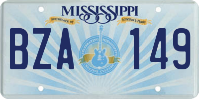 MS license plate BZA149