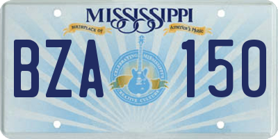 MS license plate BZA150