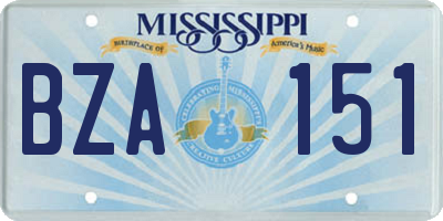 MS license plate BZA151