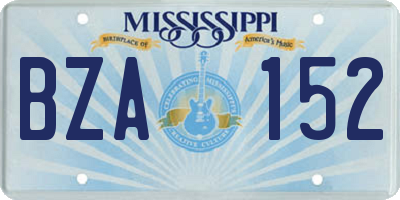 MS license plate BZA152