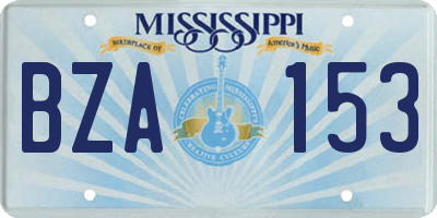 MS license plate BZA153