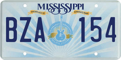 MS license plate BZA154