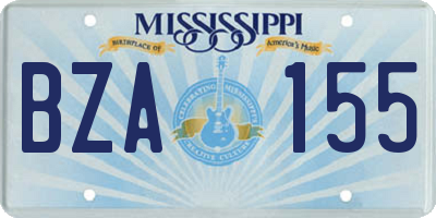 MS license plate BZA155