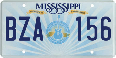 MS license plate BZA156