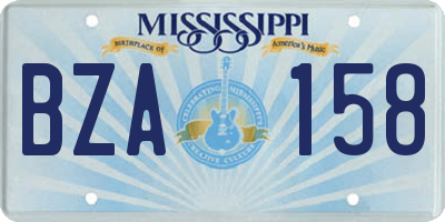 MS license plate BZA158