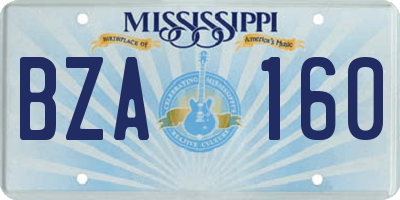 MS license plate BZA160