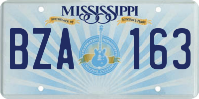 MS license plate BZA163