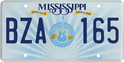MS license plate BZA165