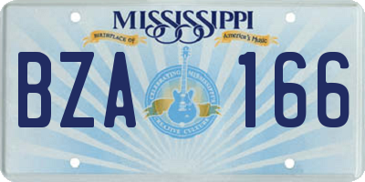 MS license plate BZA166