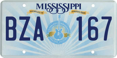 MS license plate BZA167