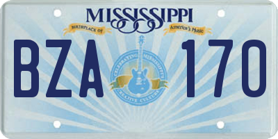 MS license plate BZA170
