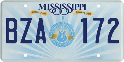 MS license plate BZA172