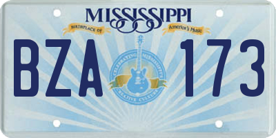 MS license plate BZA173