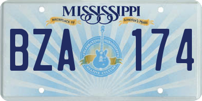 MS license plate BZA174