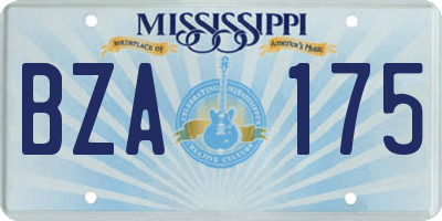 MS license plate BZA175