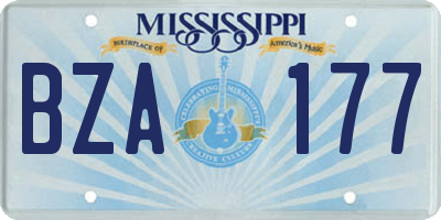 MS license plate BZA177