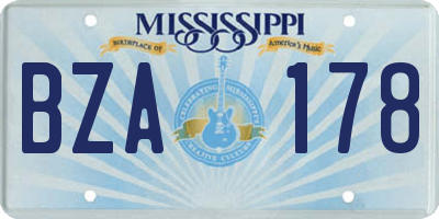 MS license plate BZA178