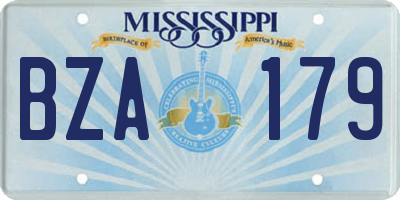 MS license plate BZA179