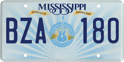 MS license plate BZA180
