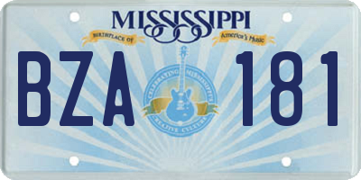 MS license plate BZA181