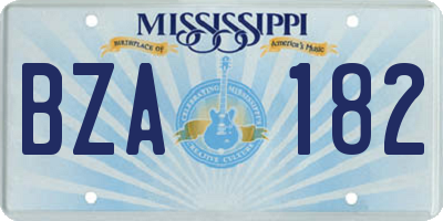 MS license plate BZA182