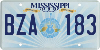 MS license plate BZA183