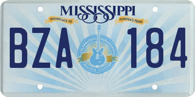 MS license plate BZA184