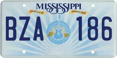 MS license plate BZA186