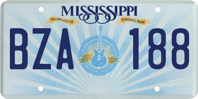 MS license plate BZA188